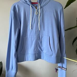 Alice + Olivia x Big Feelings Zip Hoodie, Eloise light blue, NEW Medium